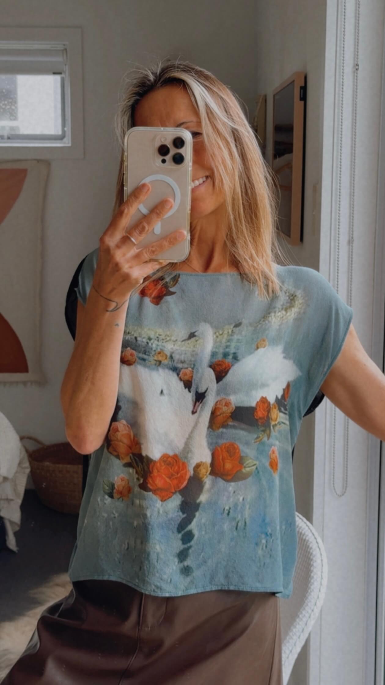 SHERYL MAY // Black Swan Silk Top // MEDIUM