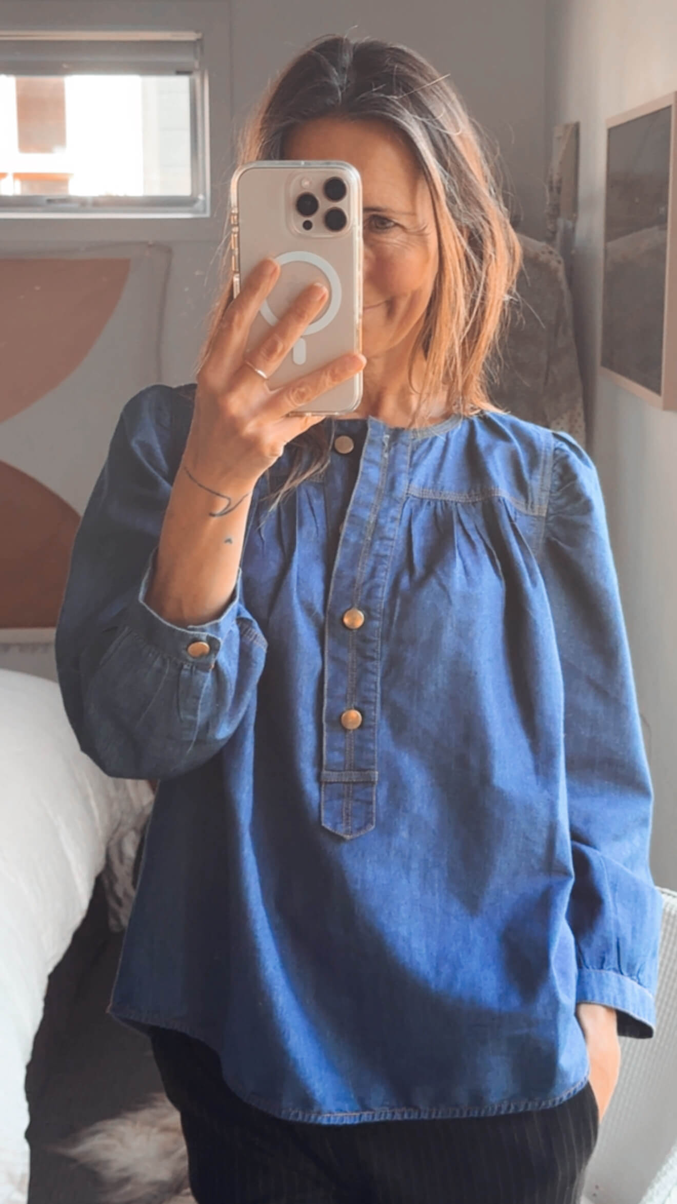 NOA NOA // Denim Balloon Blouse // Size 36
