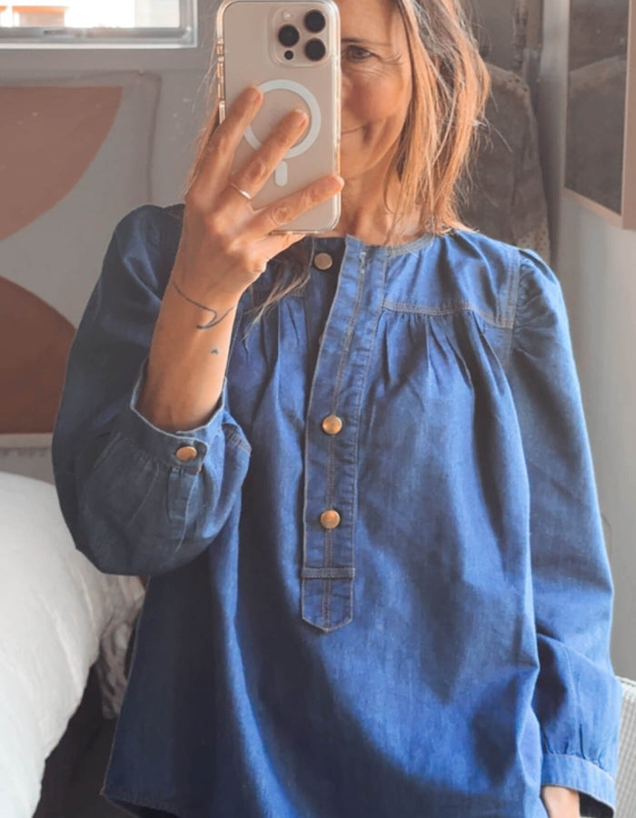 NOA NOA // Denim Balloon Blouse // Size 36