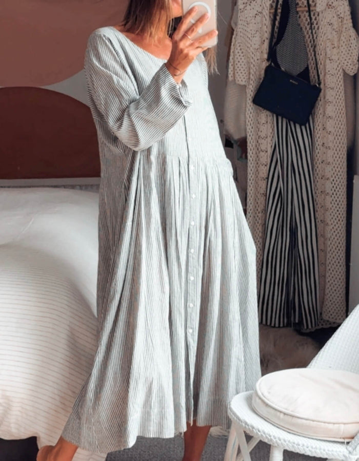 SOHAM DAVE // Grey Pinstripe Dress // S/M