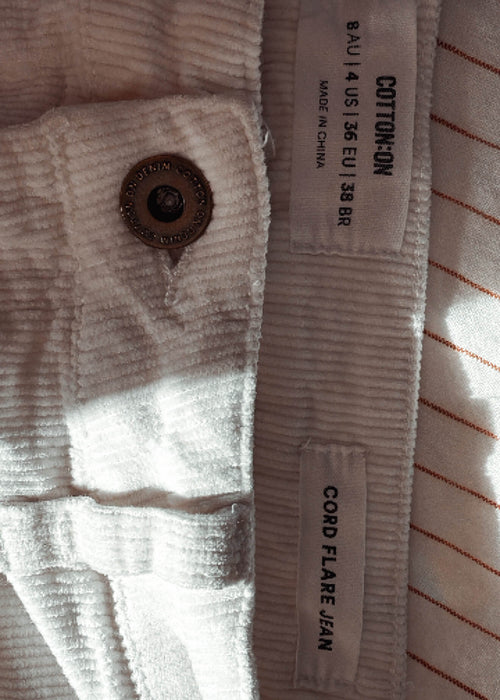 COTTON ON // White Cord Flare Jeans // Size 8