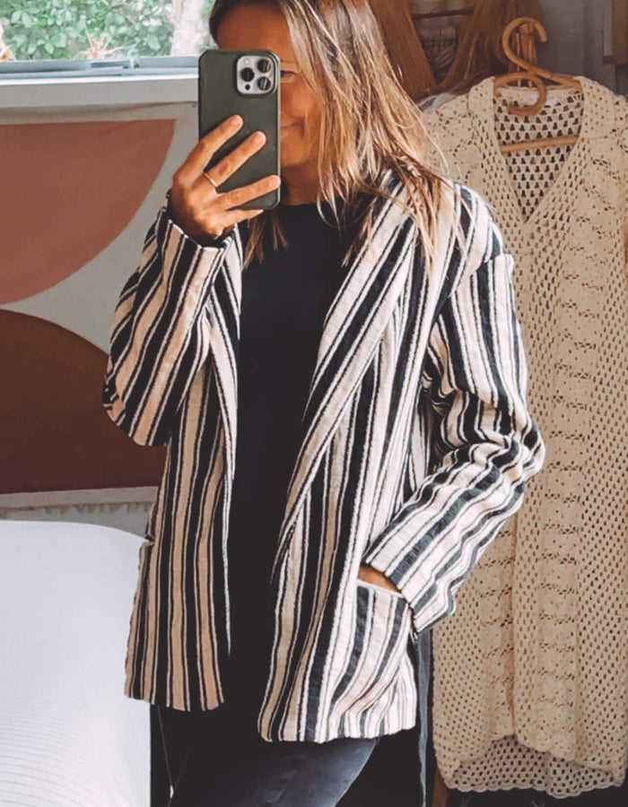 Zara Woman Striped Blazer // Large