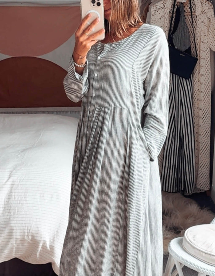 SOHAM DAVE // Grey Pinstripe Dress // S/M