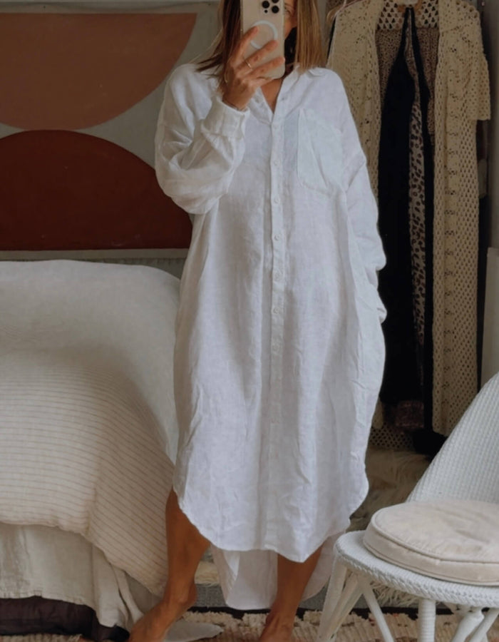 DECJUBA // Linen Shirt Dress // Free Size (AU XL)