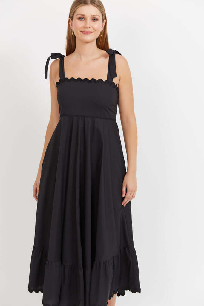 HAVEN // Brasilia Tie Maxi Dress // Black // SMALL