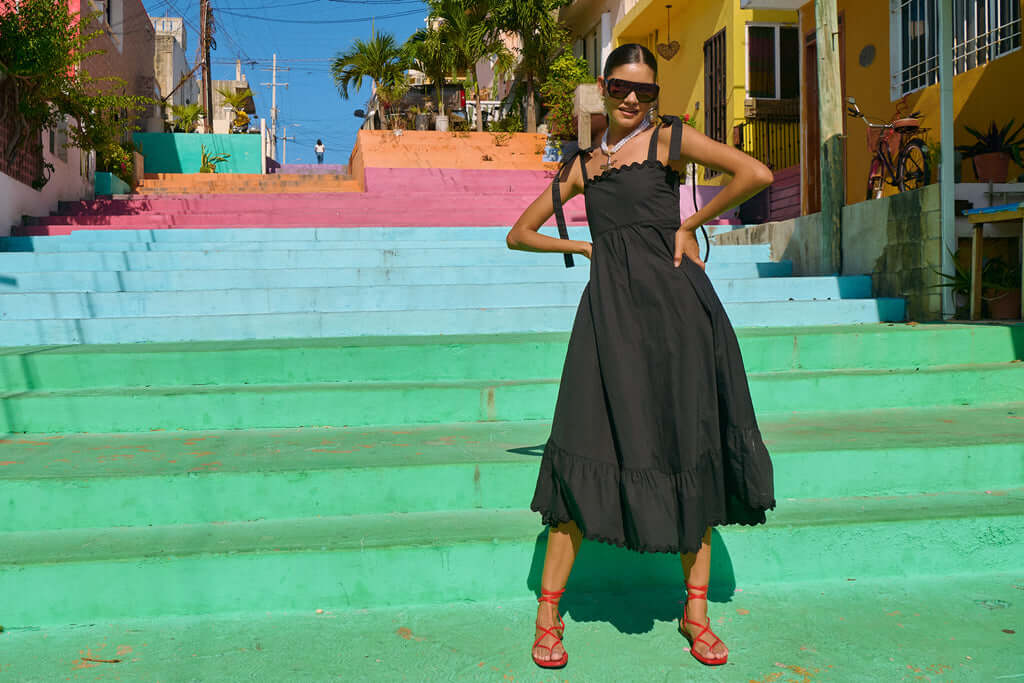 HAVEN // Brasilia Tie Maxi Dress // Black // SMALL
