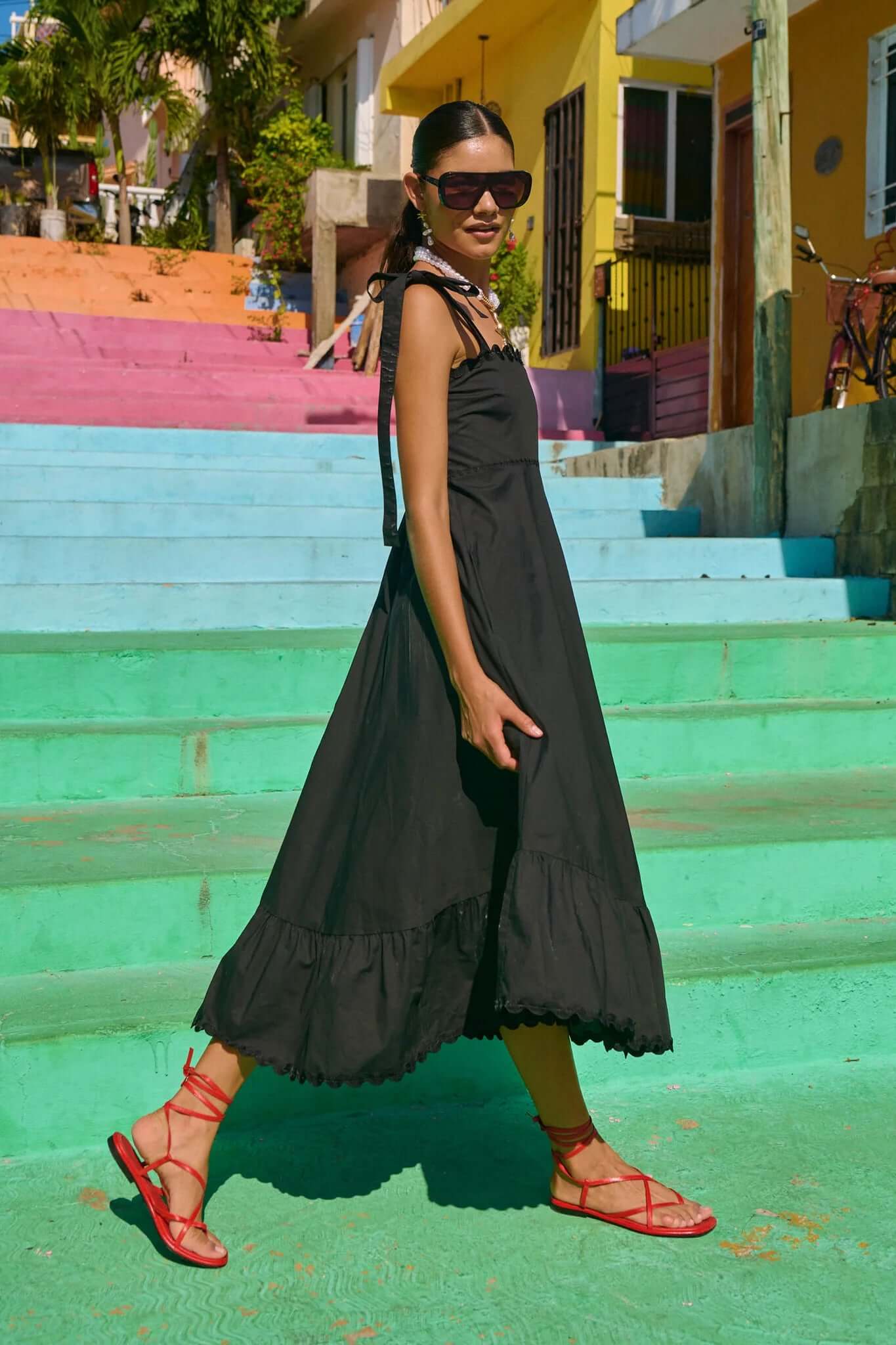 HAVEN // Brasilia Tie Maxi Dress // Black // SMALL