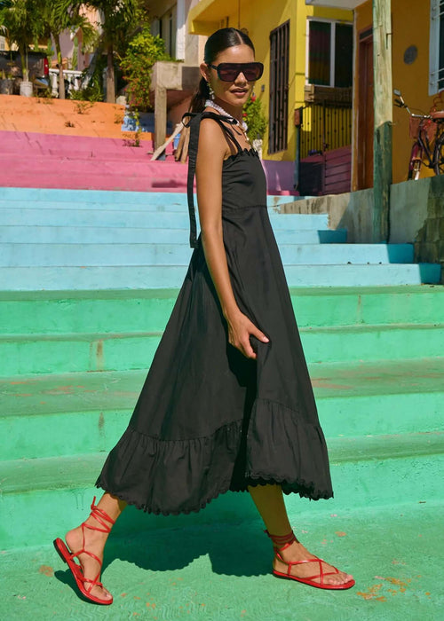 HAVEN // Brasilia Tie Maxi Dress // Black // SMALL