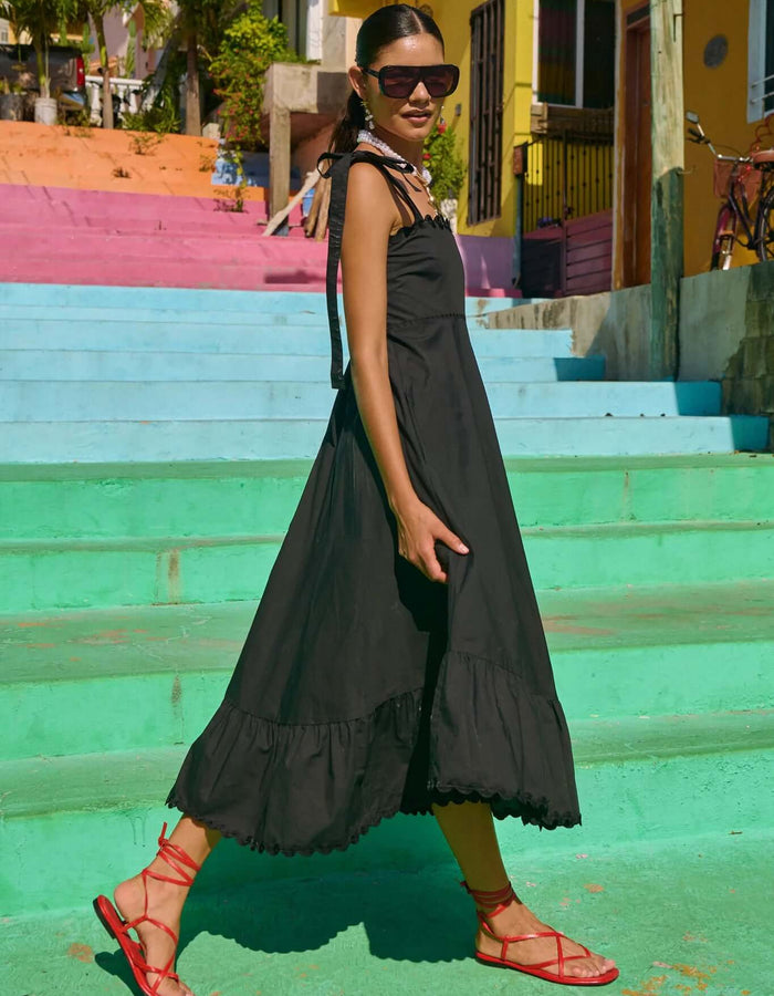 HAVEN // Brasilia Tie Maxi Dress // Black // SMALL