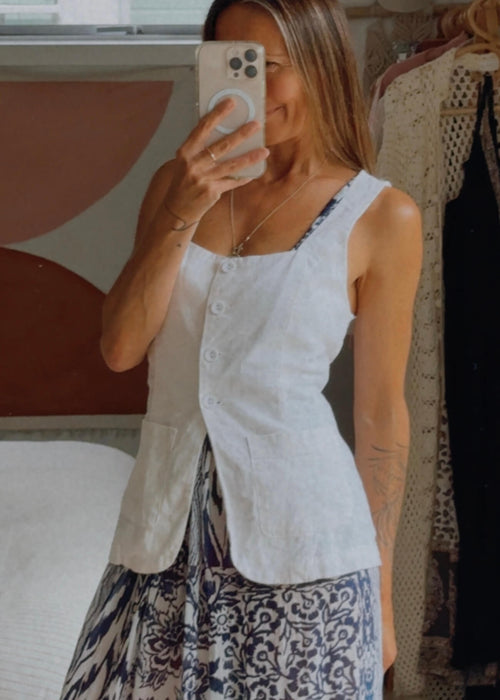 GLASSONS // Linen Vest // Size 8