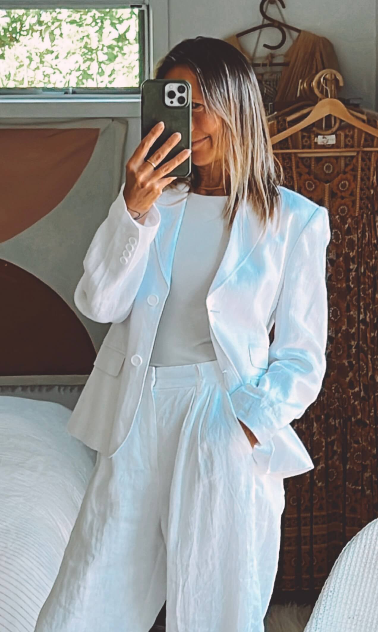 TRENERY White Linen Blazer // Size 10