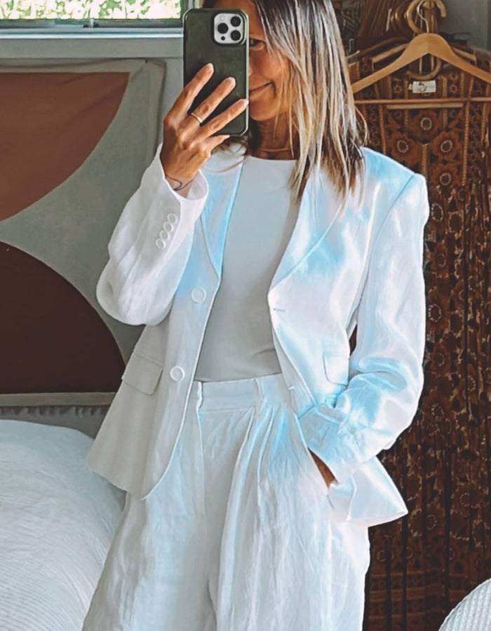 TRENERY White Linen Blazer // Size 10