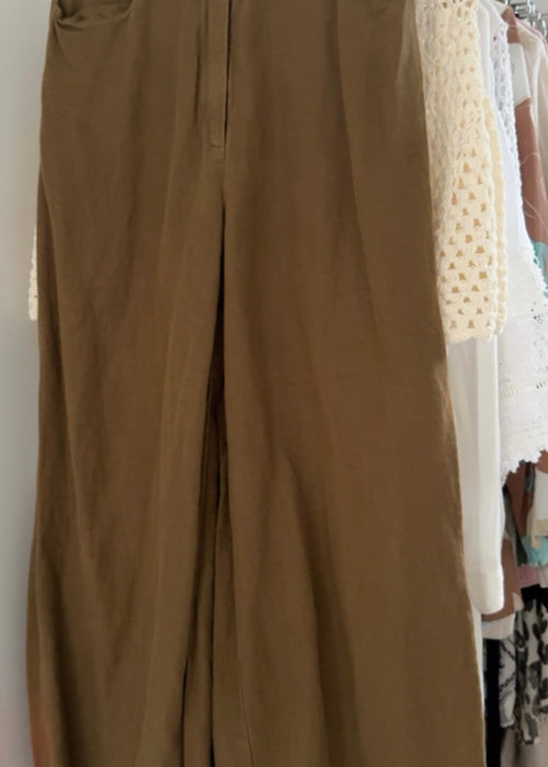 ILAM // Linen Wide Legged Pants // Khaki // Size 8