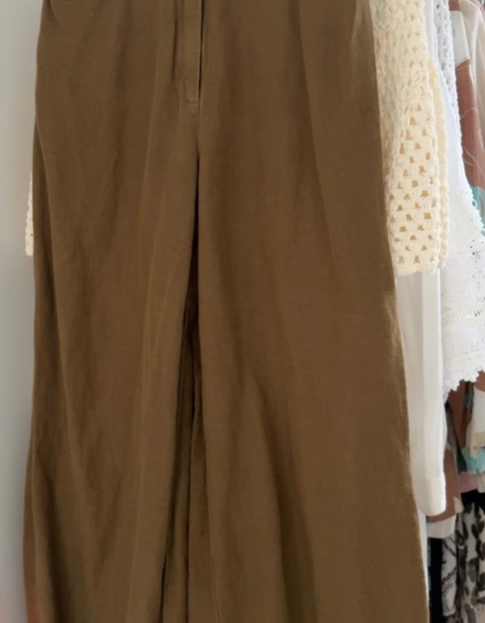 ILAM // Linen Wide Legged Pants // Khaki // Size 8
