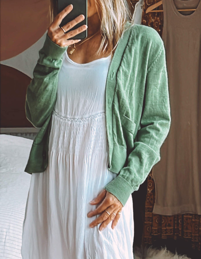 Cropped Merino Cardi // Summer Grass // Large