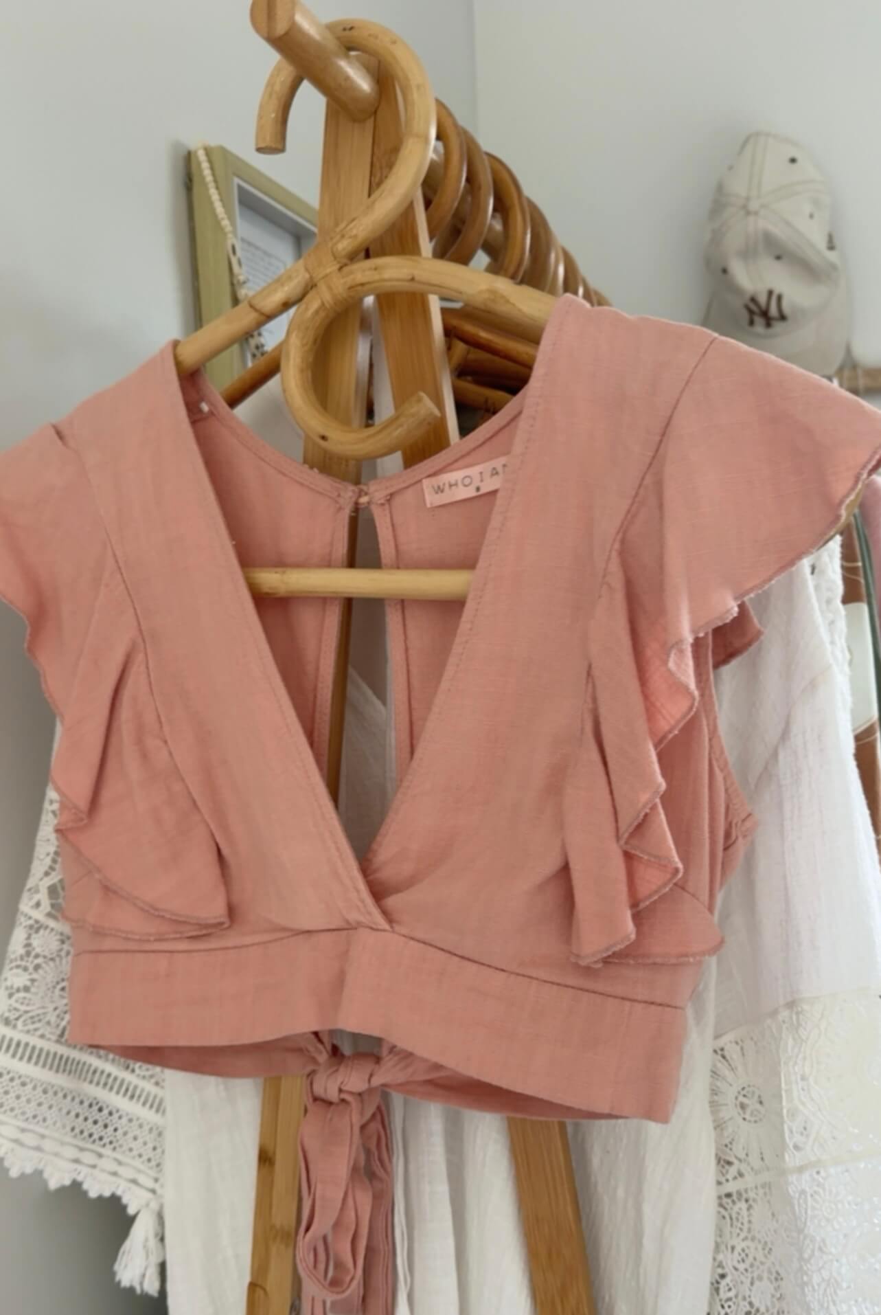 WHO I AM // Ruffle Crop Top // Dusty Pink // Size 8