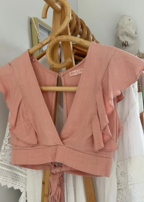 WHO I AM // Ruffle Crop Top // Dusty Pink // Size 8