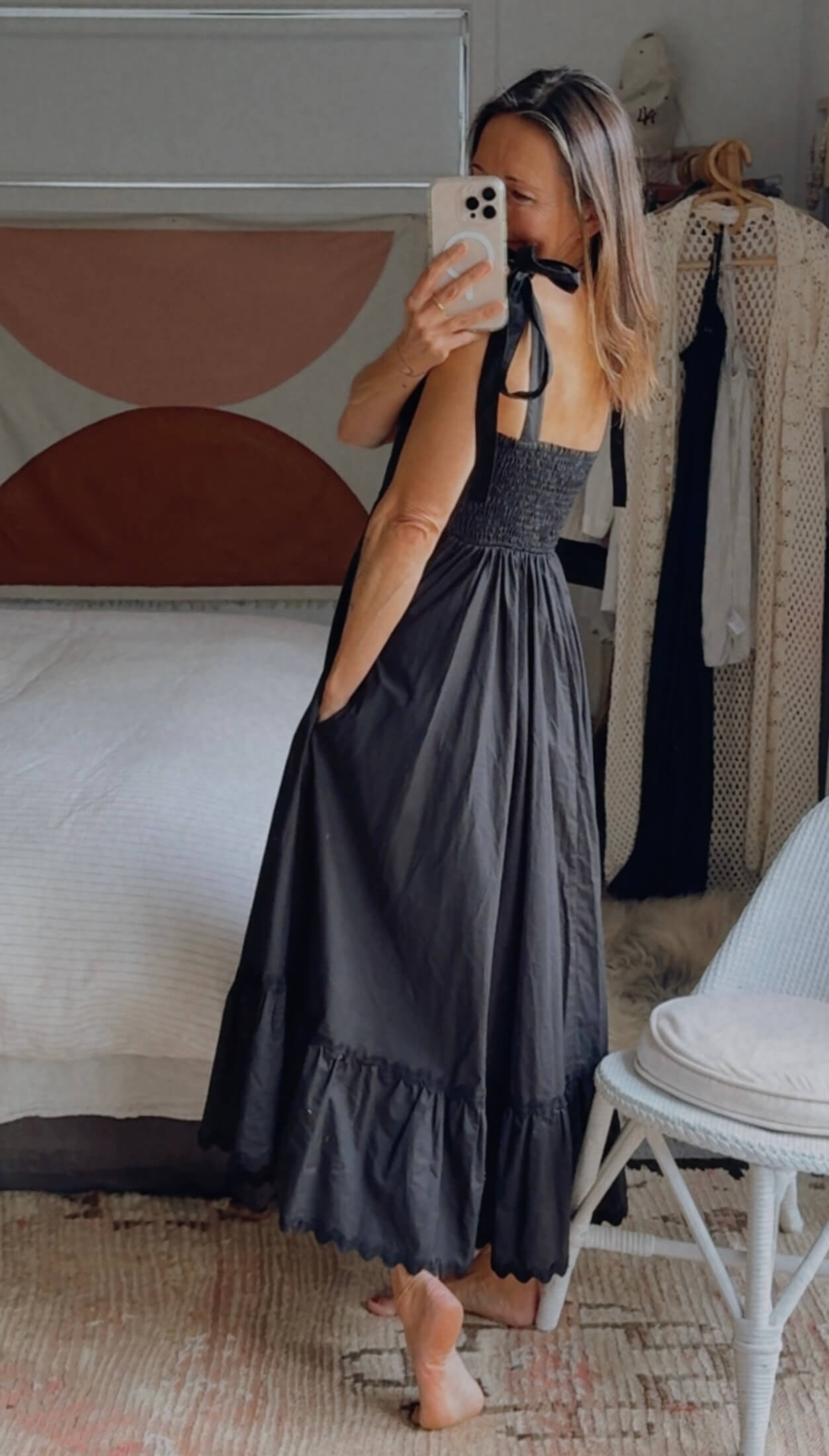 HAVEN // Brasilia Tie Maxi Dress // Black // SMALL