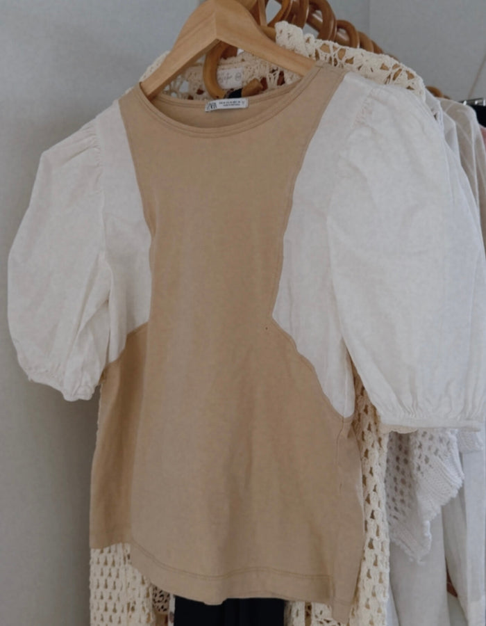 ZARA // Puff Sleeve Tee // Small