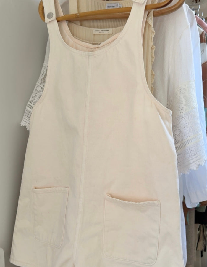 MONKi // Denim Pinafore Romper // Fresh Baby Pink // XS/S