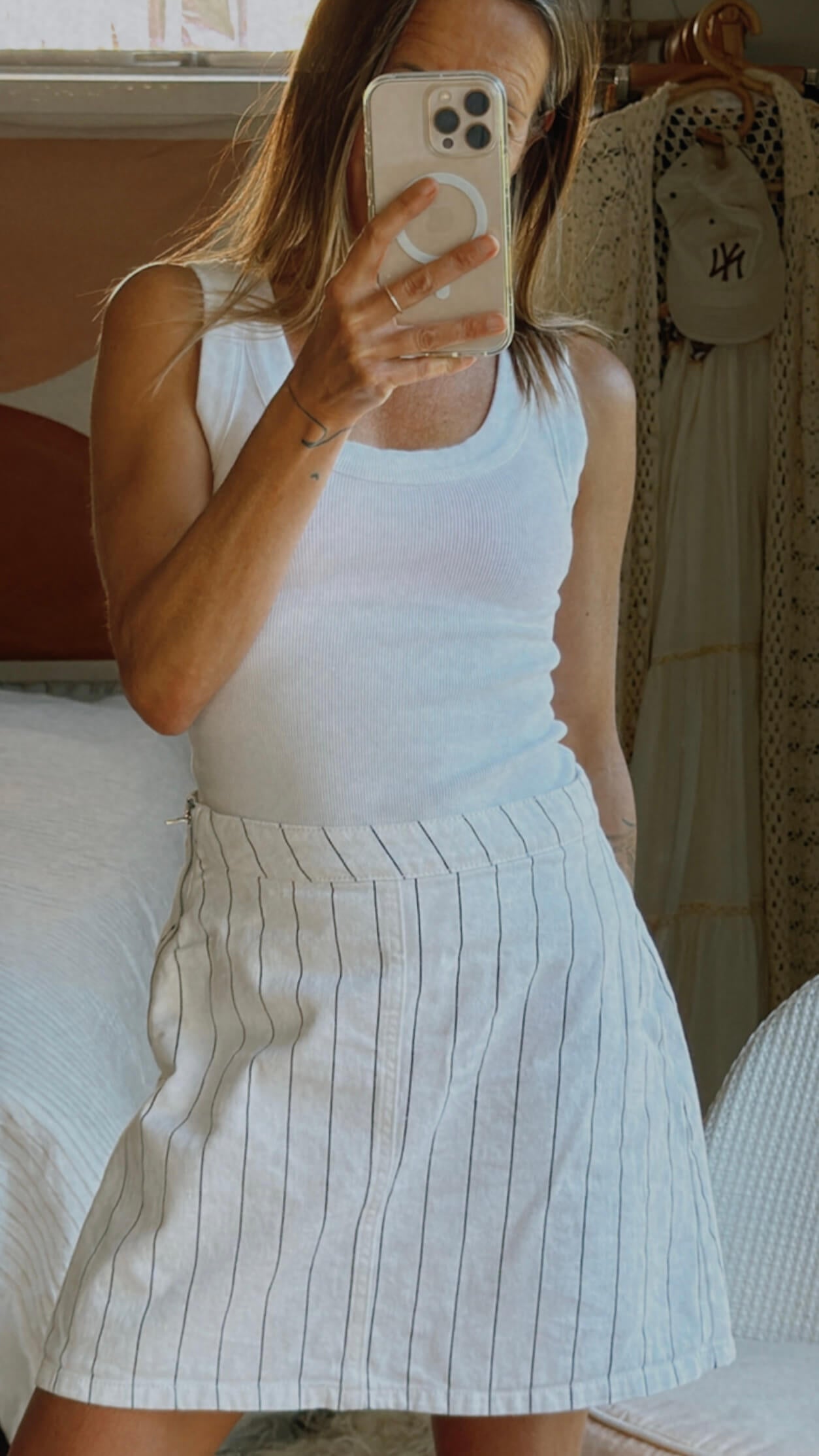 COTTON ON // A-line Mini Skirt // Black/White Pinstripe // Size 8