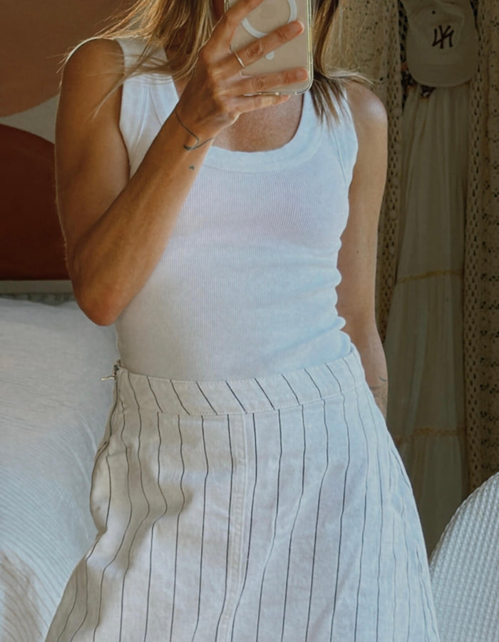 COTTON ON // A-line Mini Skirt // Black/White Pinstripe // Size 8