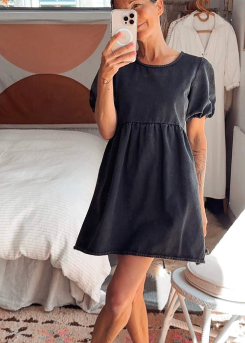 COTTON ON // Black Denim Mini Dress // S/M