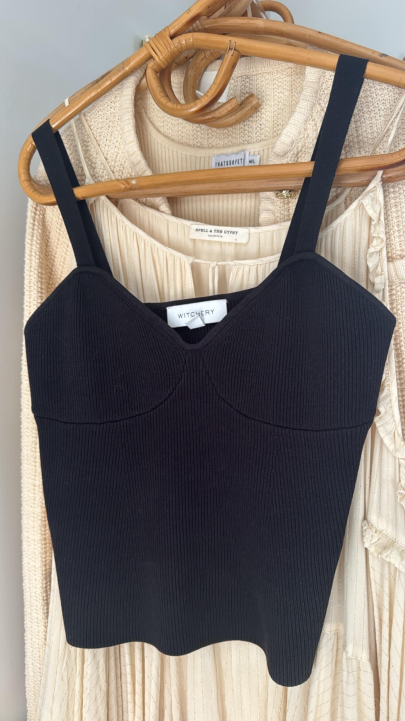 WITCHERY // Ribbed Knit Bustier Top // Black // Small