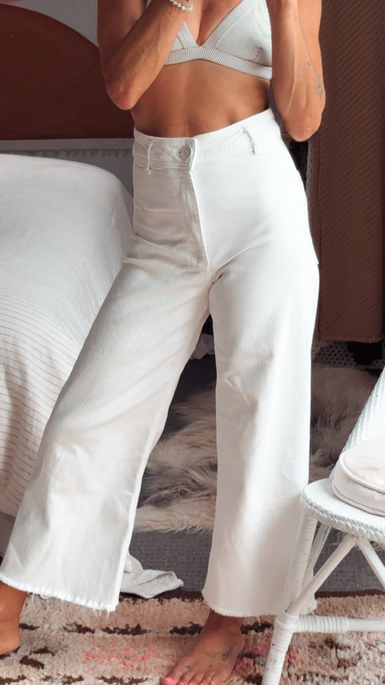 ZARA // The Marine Straight // White Cropped Sailor Jeans // Size 6