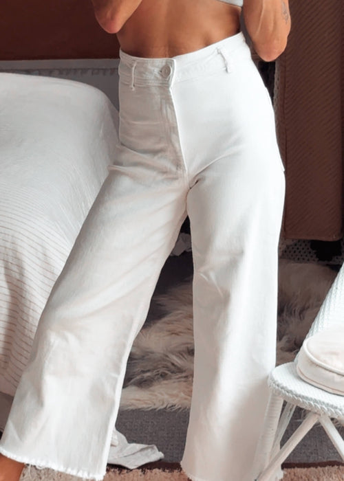 ZARA // The Marine Straight // White Cropped Sailor Jeans // Size 6