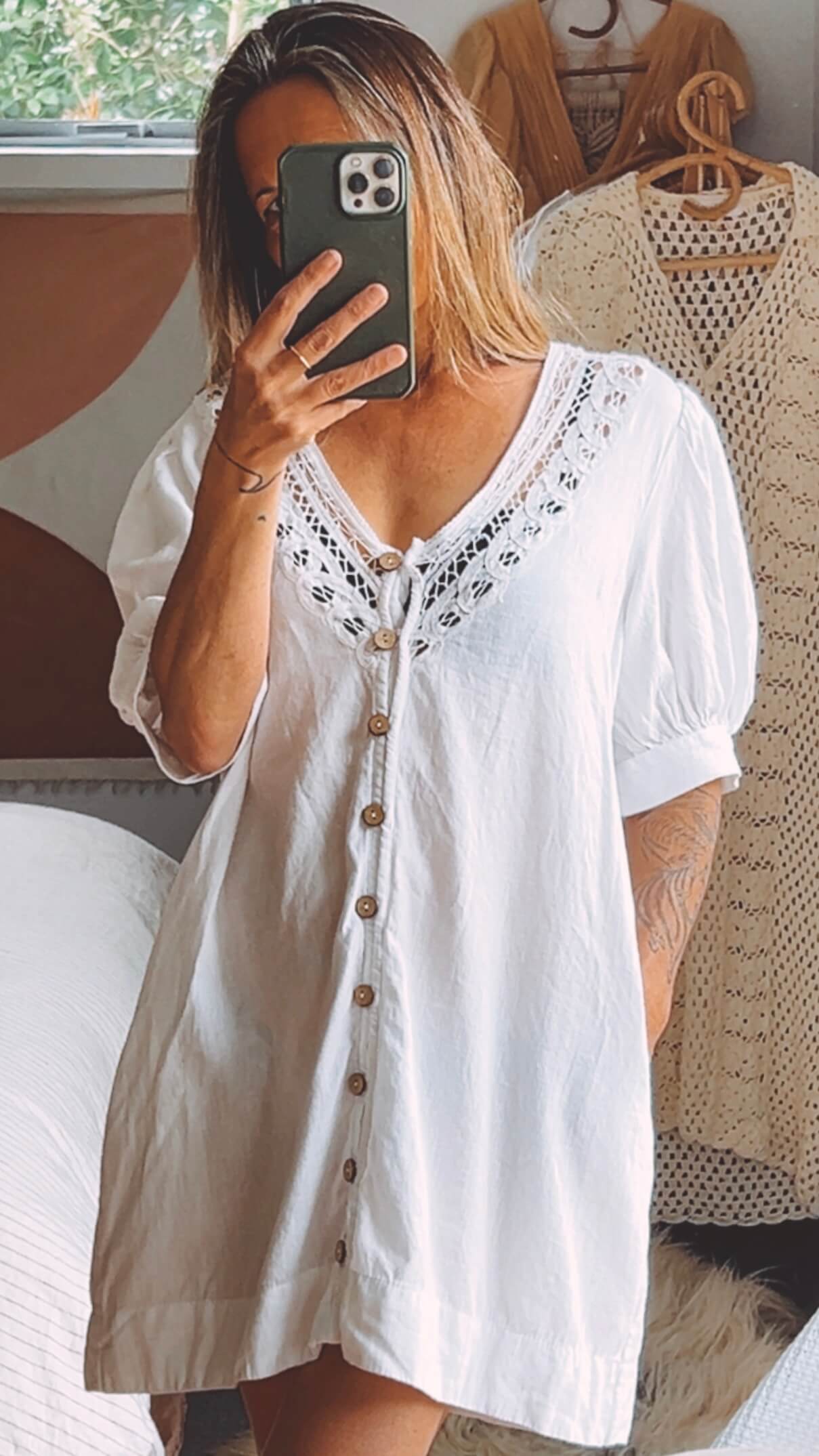 Free People White Cotton Dress // Medium