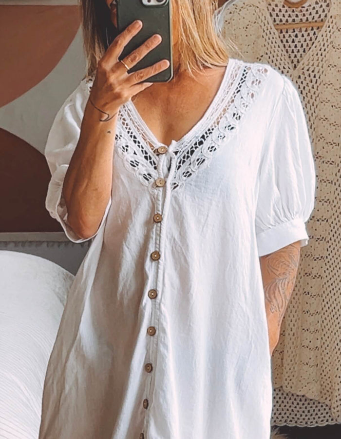 Free People White Cotton Dress // Medium