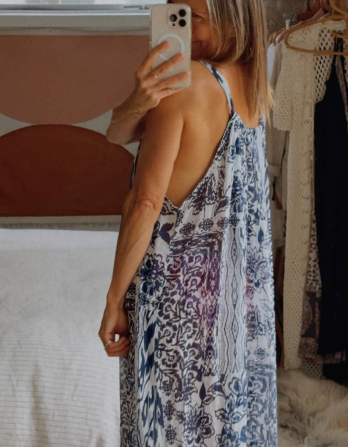 STELLA + GEMMA // Grecian Cotton Maxi // Navy/white // Small