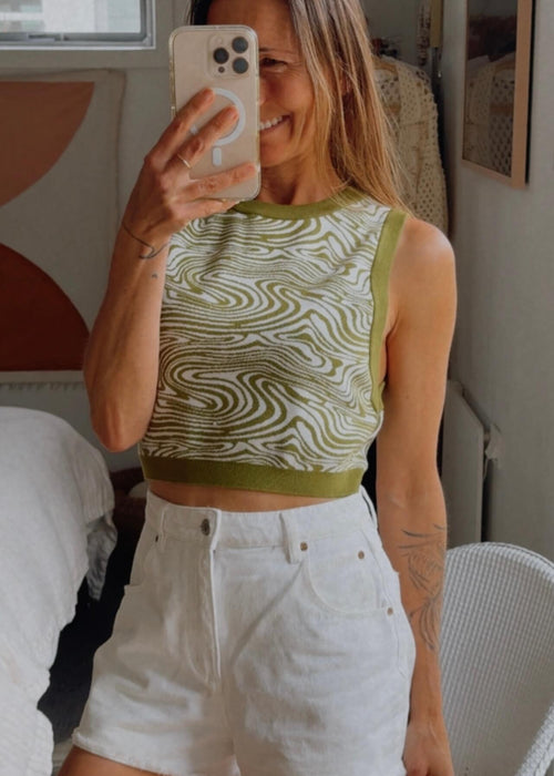 GLASSONS // Sage Green Swirl Vest // Small