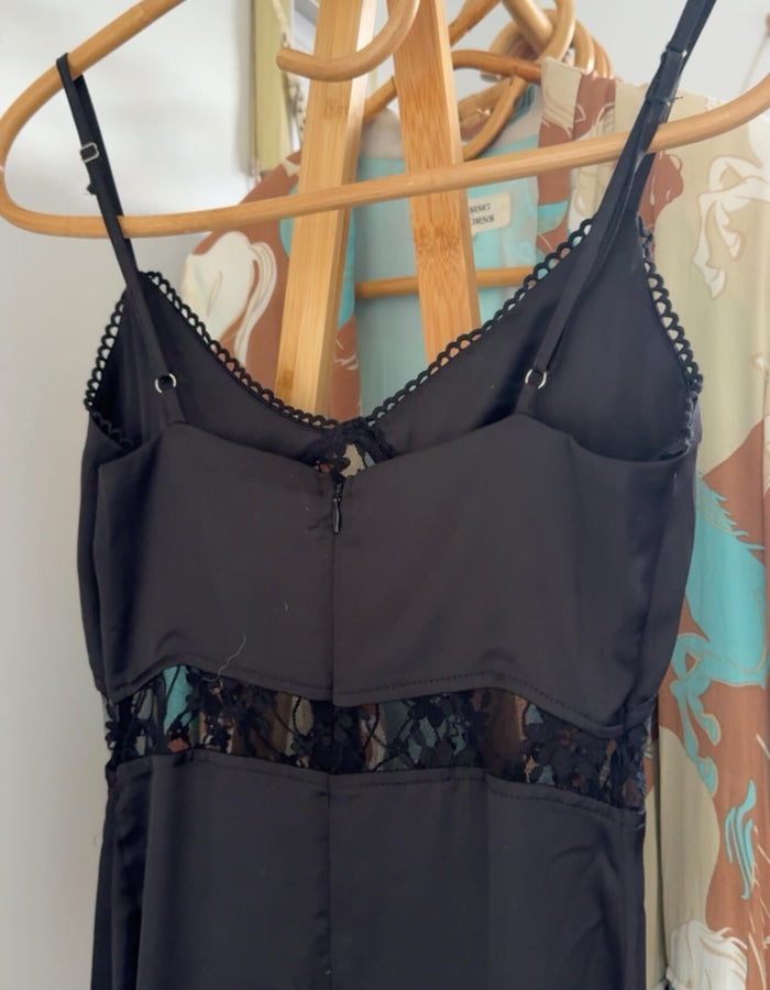 PRINCESS POLLY // Satin/Lace Dress // Black // Size 6