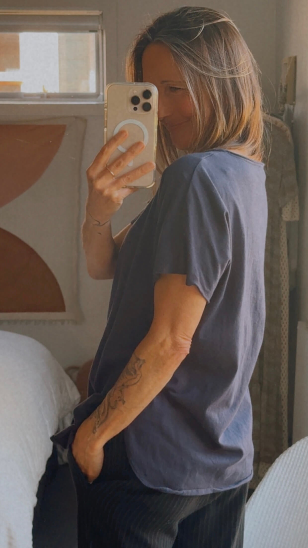 STAPLE + CLOTH // Navy Boat Neck Tee // Small