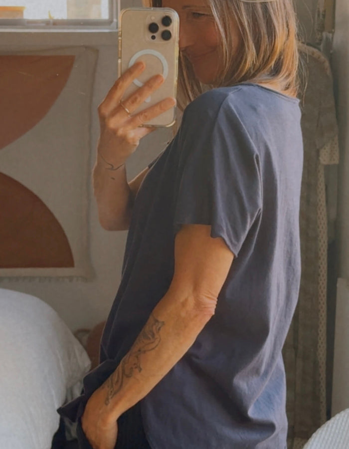 STAPLE + CLOTH // Navy Boat Neck Tee // Small
