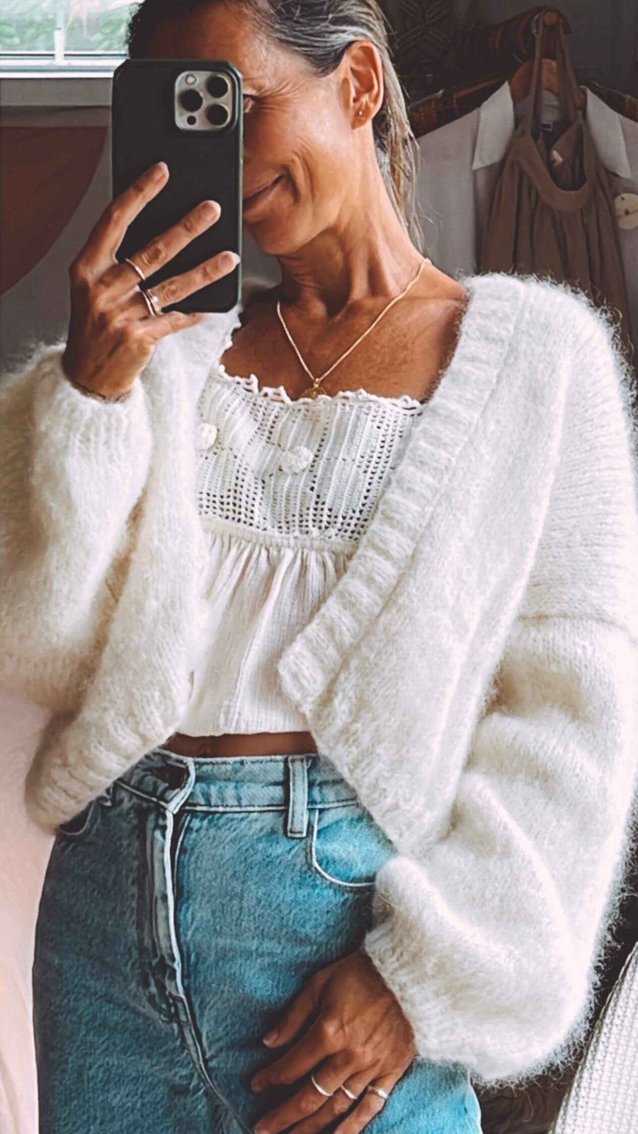 The Cropped Cardi // Cream Mohair // Free Size