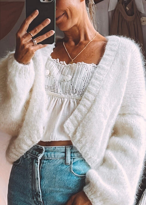 The Cropped Cardi // Cream Mohair // Free Size