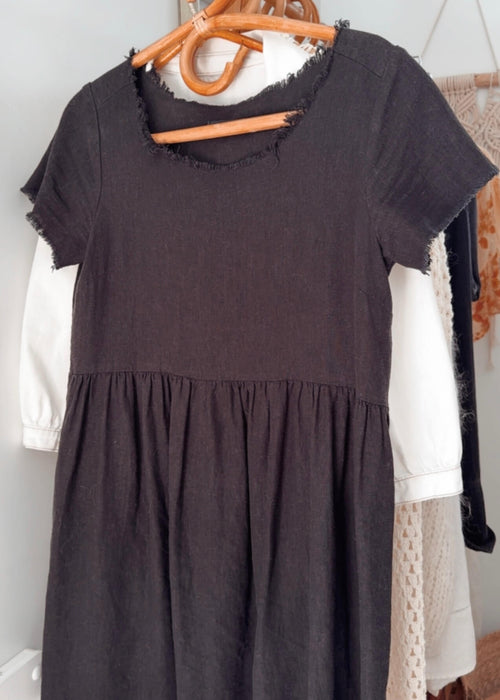 GLASSONS // Black Linen Mini Dress // Size 6