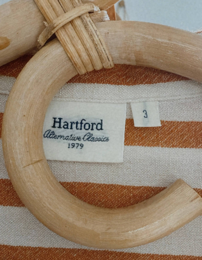 HARTFORD (France) // Striped Shirt Dress // Terracotta/Cream // Small (8-10)