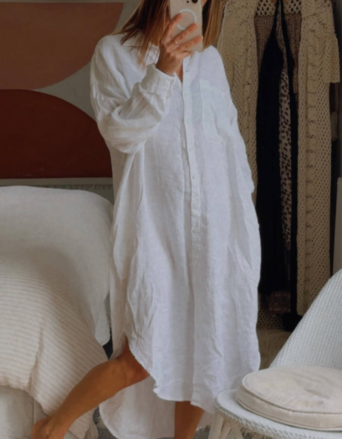 DECJUBA // Linen Shirt Dress // Free Size (AU XL)
