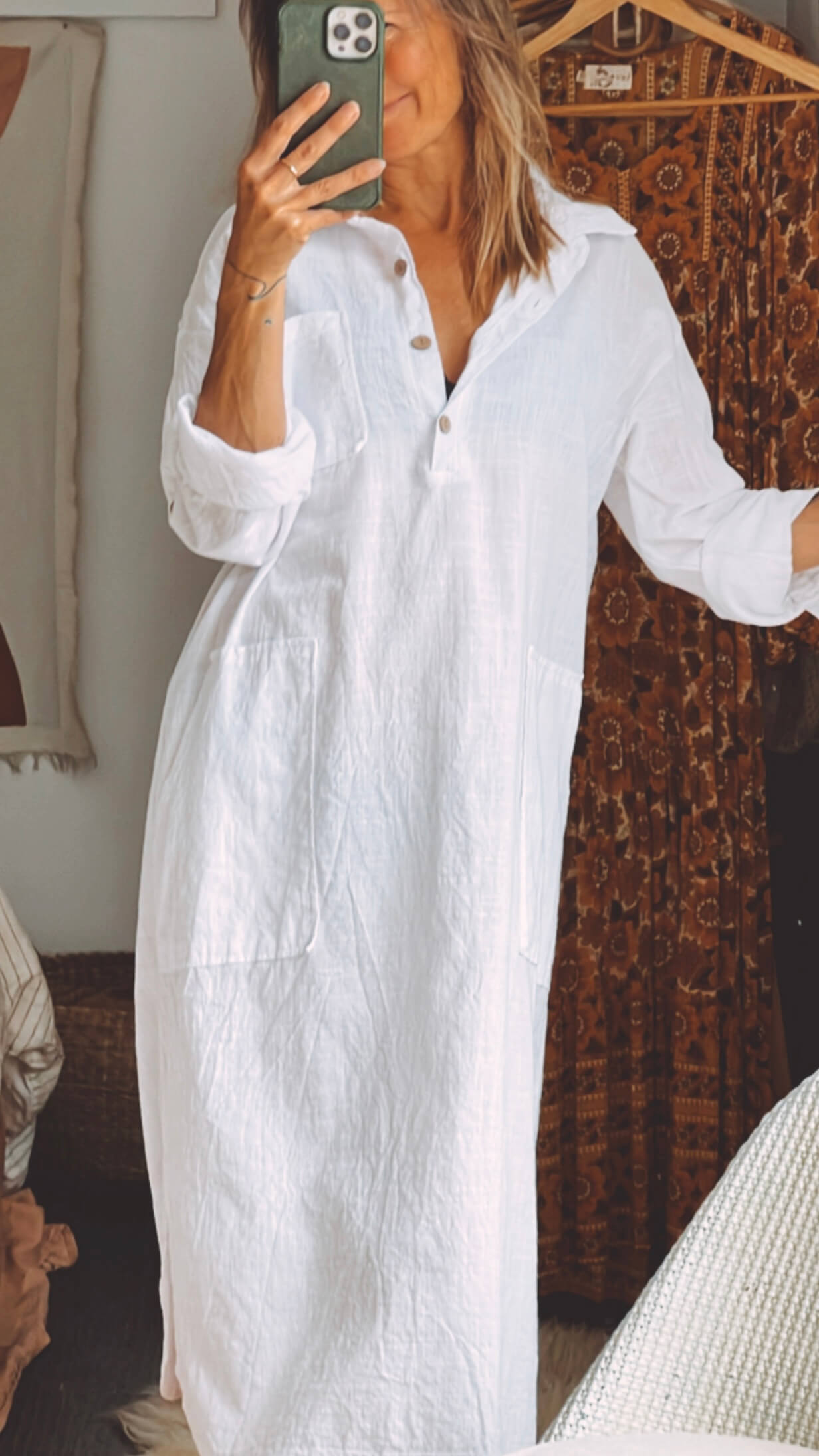 White Shirt Dress // Free Size