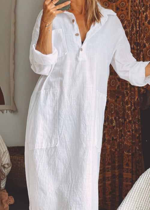 White Shirt Dress // Free Size