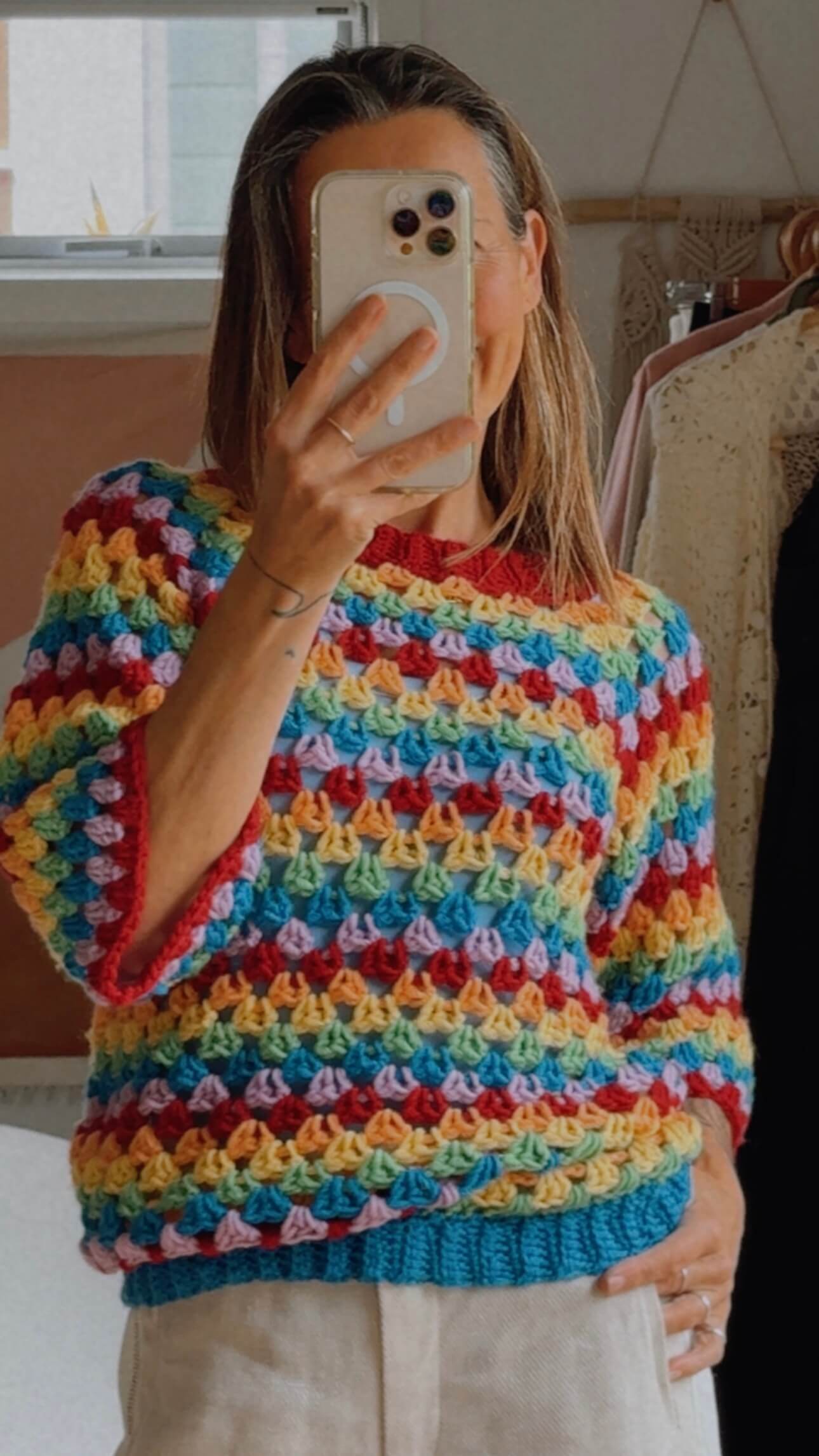 CROCHET JERSEY // Pure Wool // Free Size
