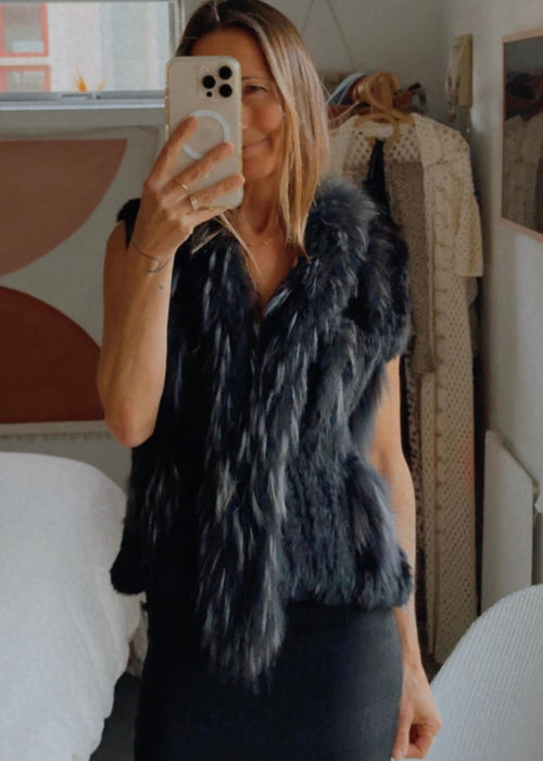 RABBIT FUR VEST // NOIR // Small