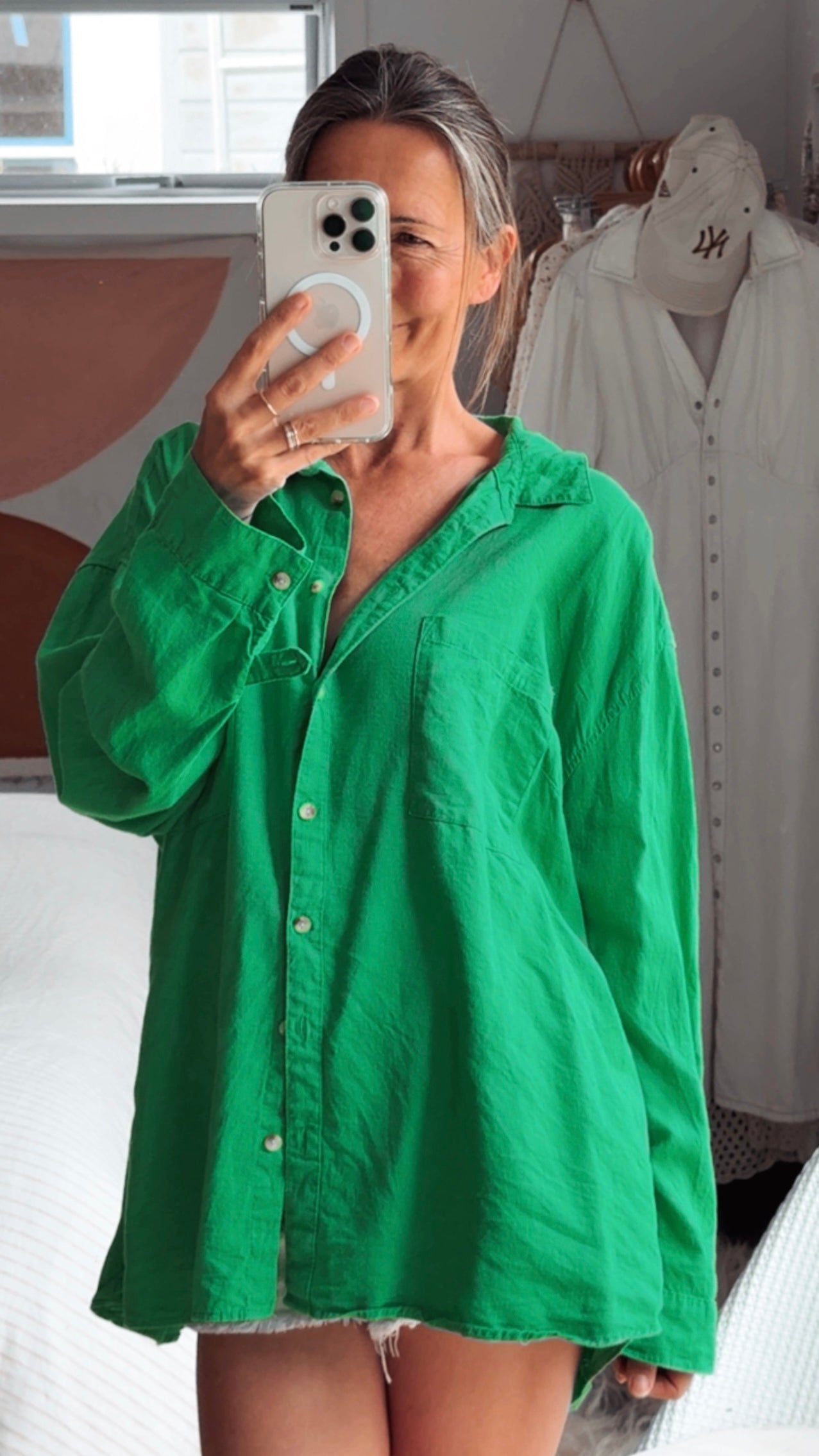 Linen Shirt // Parakeet Green // Free Size