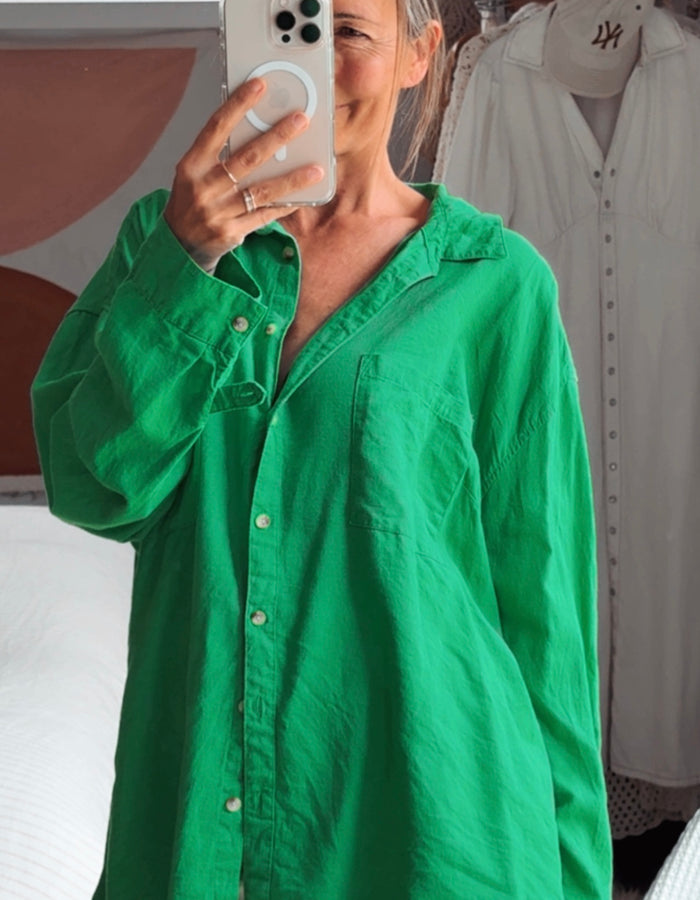Linen Shirt // Parakeet Green // Free Size