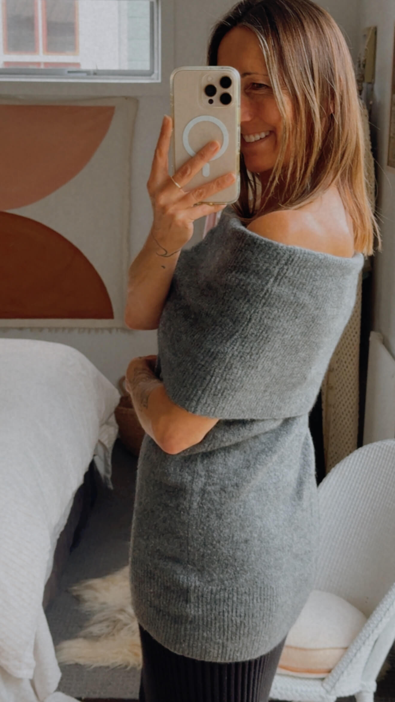 COUNTRY ROAD // OFF THE SHOULDER TANK // GREY MARLE WOOL/YAK // XS