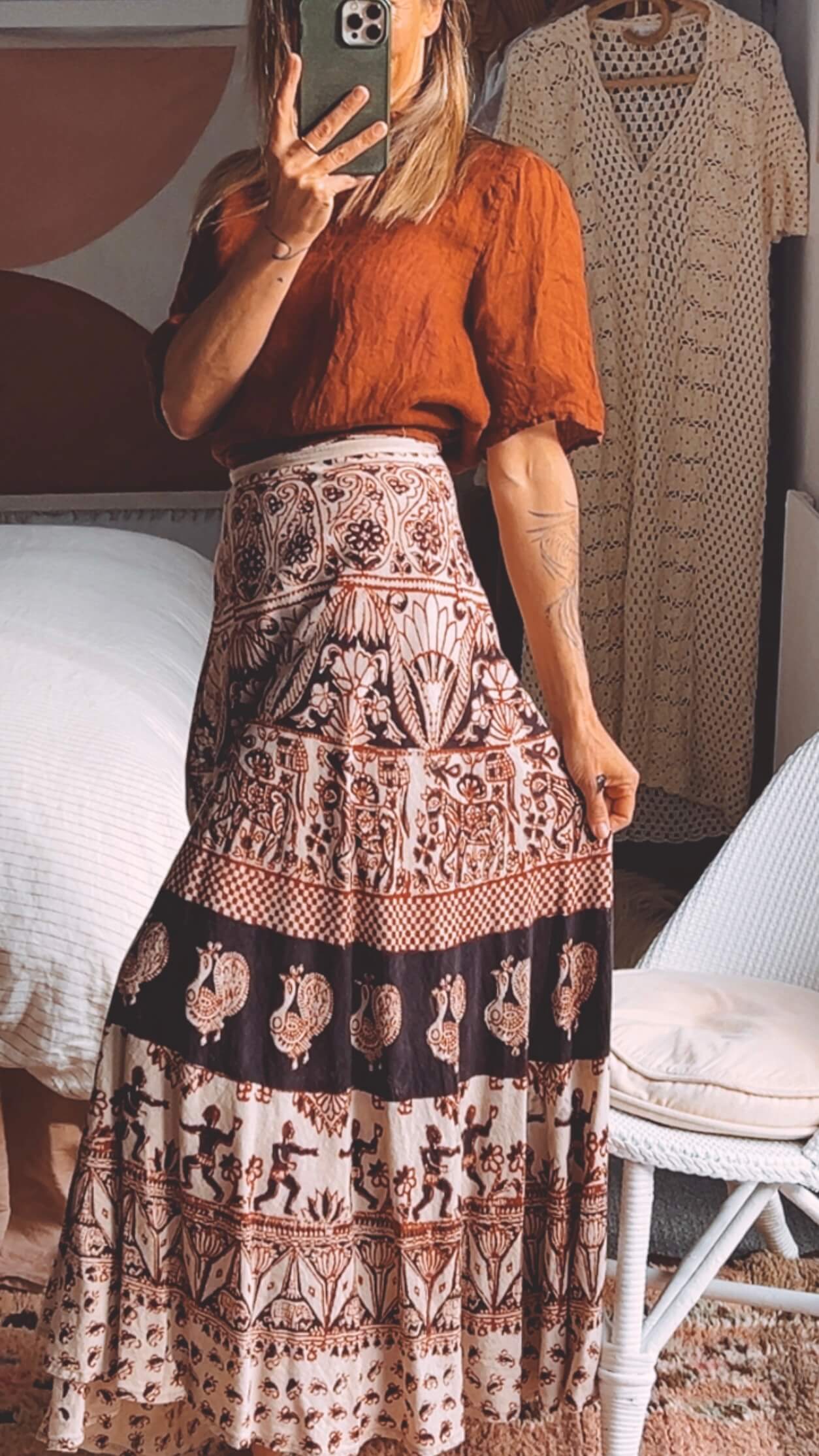 Indian Wrap Maxi Skirt // free Size